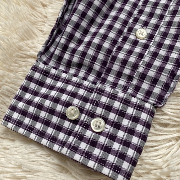Van Heusen Wrinkle Free Button Down Shirt 💗 Purple Gray & White - Picture 9 of 13